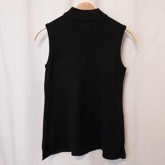 JM Collection Petite Black Knit Sleeveless Mock Neck Turtleneck Sweater Tank Top - Picture 2 of 6
